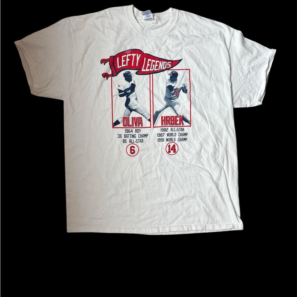 Minnesota Twins Lefty Legends Gildan Graphic Tee White XL Olivia Hrbek